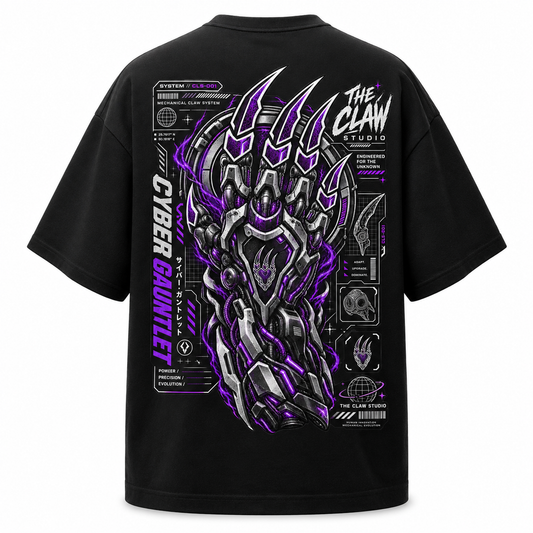 CYBER GAUNTLET Oversized Streetwear Tee (Black)