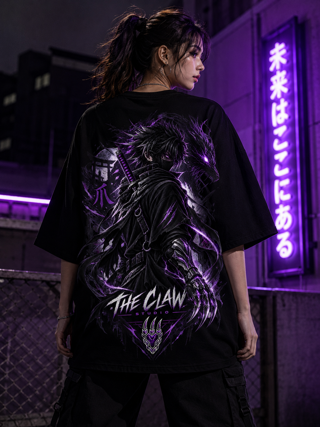 SHADOW SAMURAI Oversized Streetwear Tee (Black)