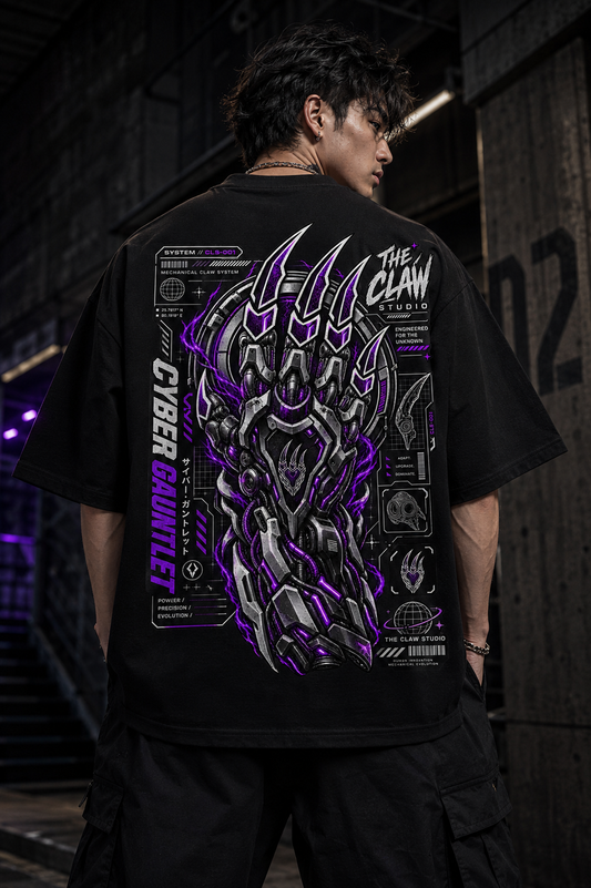 CYBER GAUNTLET Oversized Streetwear Tee (Black)