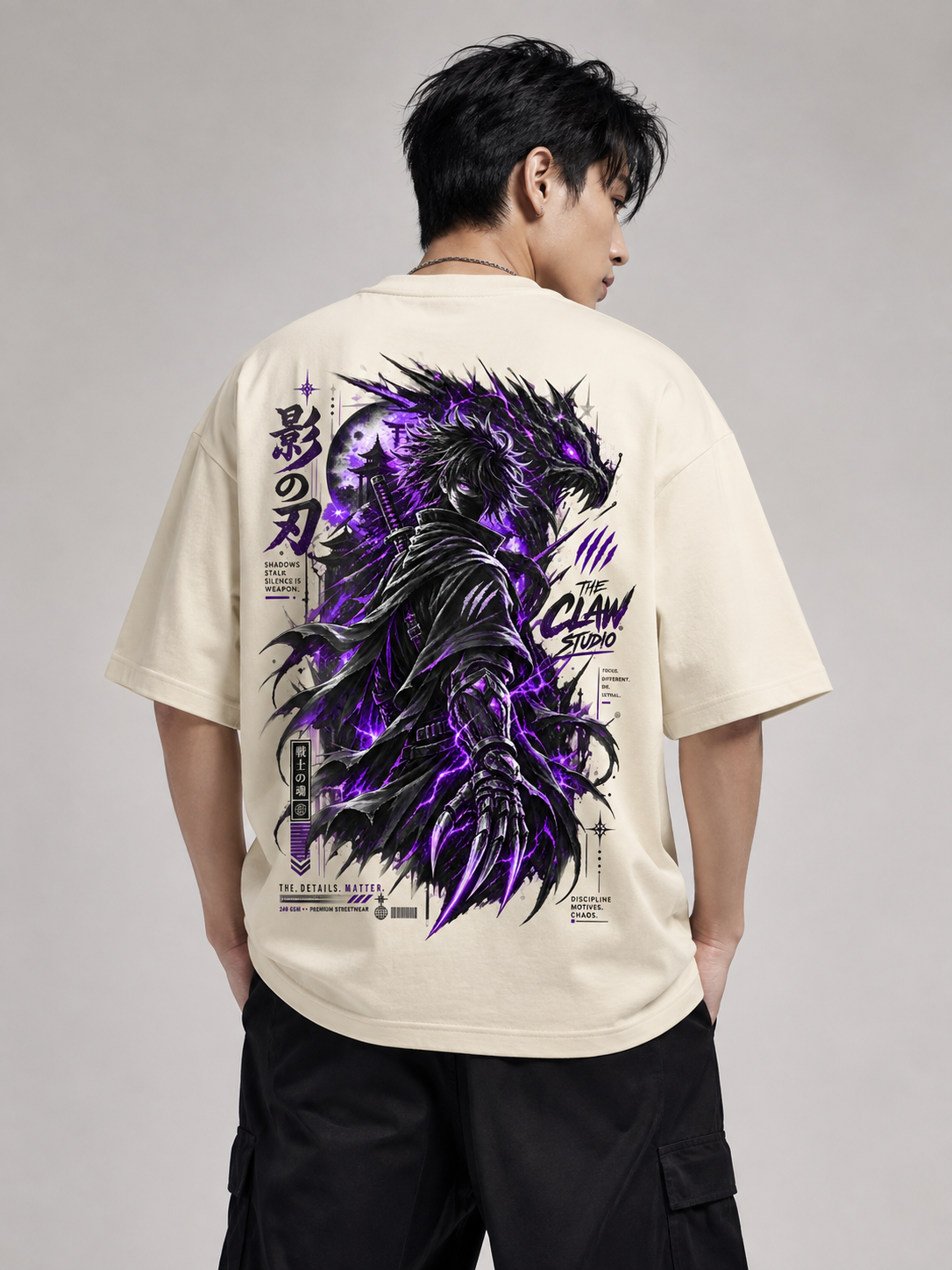 SPIRIT OF THE SHADOW Oversized Streetwear Tee (Off-White)