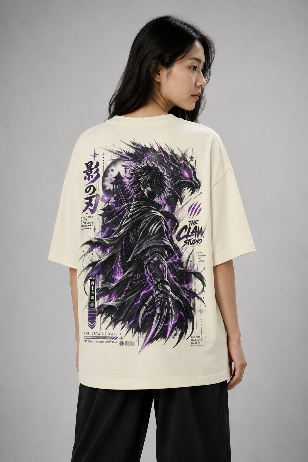 SPIRIT OF THE SHADOW Oversized Streetwear Tee (Off-White)