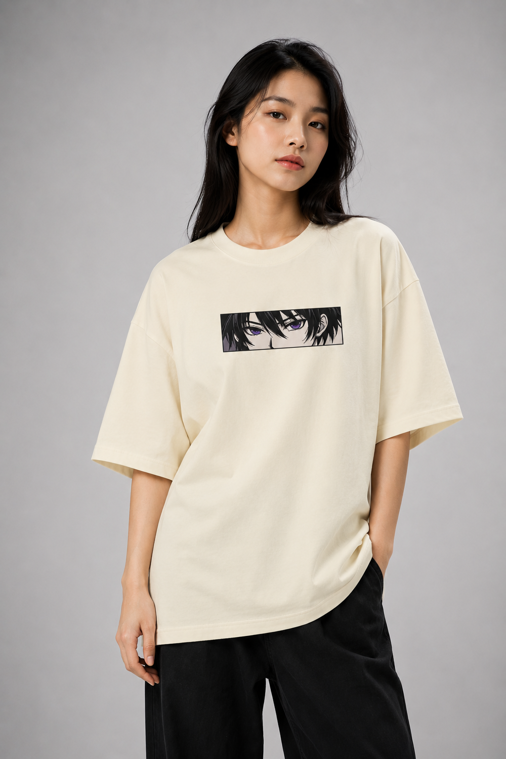 Void Gaze - Oversized Streetwear Tee (Off-White)